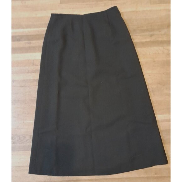 Vintage 80s Size 12 Wool A Line Gothic Minimalist Winter Witchy Maxi Skirt Black - Picture 1 of 4
